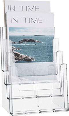 Helit H2352402 H2352402 Brochurestandaard Glas (helder) DIN A4 staand 1 stuk(s) Aantal vakken: 4 (b x h x d) 240 x 340 x 192 mm