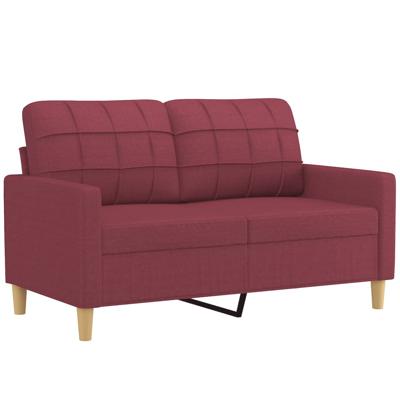 3-delige Loungeset met kussens stof wijnrood - thumbnail