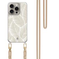 iPhone 15 Pro hoesje met beige koord - Palm leaves beige - thumbnail