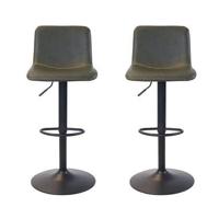 Bronx71 Industriële Barkruk Texas leer olijfgroen 60 - 76 cm - - thumbnail