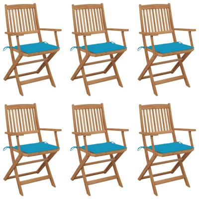 Tuinstoelen 6 st inklapbaar met kussens massief acaciahout