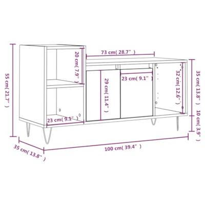 Tv-meubel 100x35x55 cm bewerkt hout betongrijs