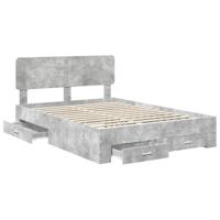 Bedframe met hoofdeinde Beton Grijs 140 x 200 cm Bewerkt hout - thumbnail