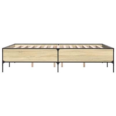 Bedframe bewerkt hout metaal sonoma eikenkleurig 135x190 cm