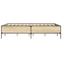 Bedframe bewerkt hout metaal sonoma eikenkleurig 135x190 cm - thumbnail