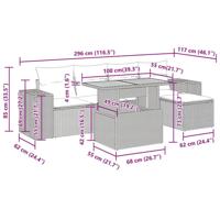 6-delige Loungeset met kussens poly rattan beige - thumbnail