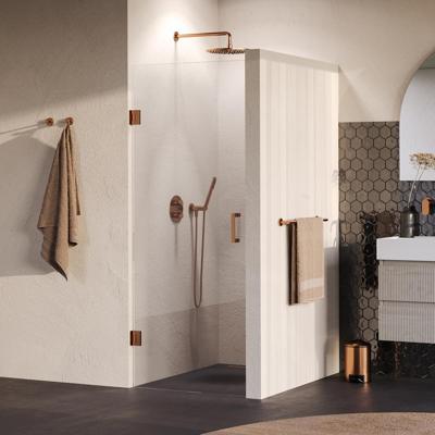 Brauer Void - Nisdeur - Helder Glas - 60 x 200 cm - Omkeerbaar - incl. Glascoating - PVD Koper Geborsteld