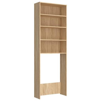 Wasmachinekast 64x24x190 cm wit en sonoma eikenkleurig