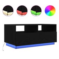 Salontafel met LED-verlichting 90x49x40 cm zwart eiken - thumbnail