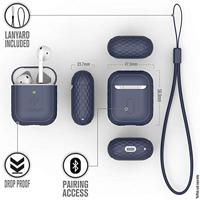 Catalyst Lanyard Case voor AirPods 1 en 2 - Siliconen hoes voor AirPods-case, inclusief koord, hoogglanzende oppervlakteafwerking met extra grip, compatibel met draadloos opladen - Marineblauw - thumbnail
