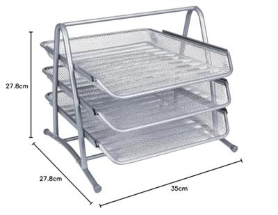Q-CONNECT 3 brievenbakjes, mesh metaal, ft A4, zilver