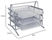 Q-CONNECT 3 brievenbakjes, mesh metaal, ft A4, zilver - thumbnail