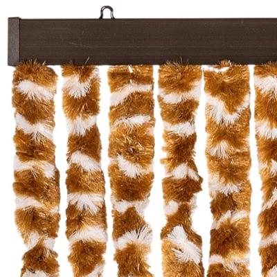 VidaXL Vliegengordijn 118x220 cm chenille okerkleurig en wit