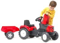 Rode Supercharger traptractor met te openen motorkap en aanhanger - thumbnail