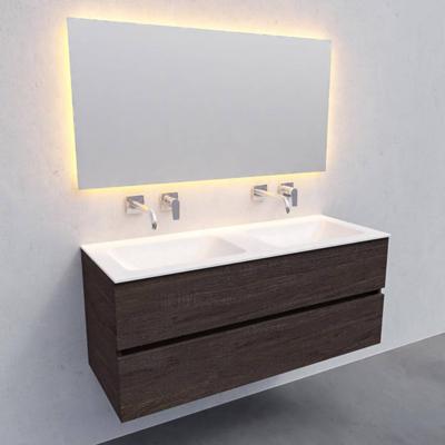 Badkamermeubel Solid Surface BWS Oslo 120x46 cm Dubbel Wood Dark Brown (0 kraangaten)