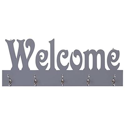 VidaXL Wandkapstok welcome 74x29,5 cm grijs VidaXL Wandkapstok welcome 74x29,5 cm grijs