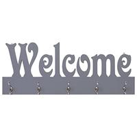 VidaXL Wandkapstok welcome 74x29,5 cm grijs - thumbnail