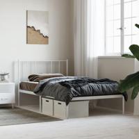 Bedframe met hoofdbord metaal wit 100x200 cm - thumbnail