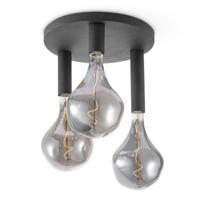 LED Plafondlamp Rond - Ø35cm - Metaal - 3 Hoogtes tot 23cm - Zwart - Modern Design - set met 3 E27 Lamphouder - Voor Woonkamer en Slaapkamer en Eetkamer - thumbnail