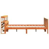 Bedframe met hoofdbord massief grenenhout wasbruin 150x200 cm - thumbnail