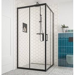 Saqu Sturdy douchecabine met hoekinstap incl. antikalk 100x100x200cm mat zwart