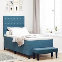 Boxspringbed met matras & bank donkerblauw 100x200 cm fluweel - thumbnail