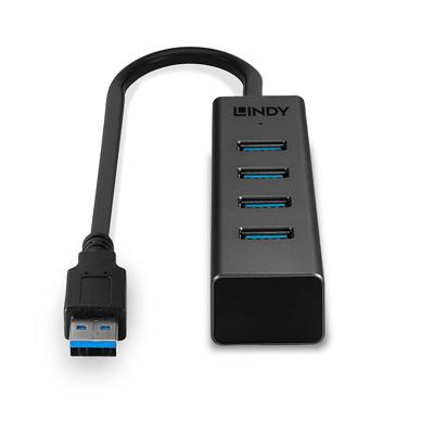 LINDY 43325 43325 USB-hub 4 poorten USB-A USB 3.2 Gen1 5 GBit/s Met USB-C stekker Grijs