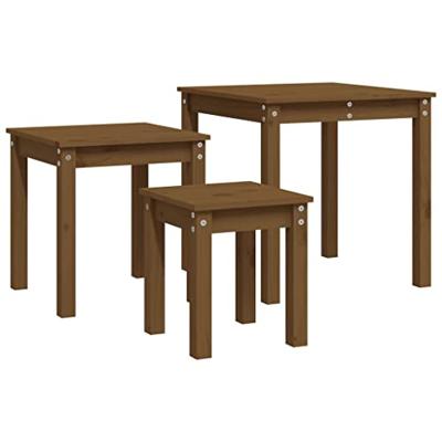 Tafeltjesset 3 st massief grenenhout honingbruin