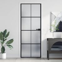 VidaXL Binnendeur smal 76x201,5 cm gehard glas en aluminium zwart - thumbnail