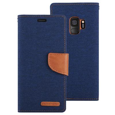 MERCURY GOOSPERY CANVAS dagboek voor Galaxy S9 Canvas textuur horizontale Flip lederen draagtas met houder & kaartsleuven & portemonnee (marineblauw)