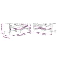 2-delige Loungeset Chesterfield-stijl kunstleer grijs - thumbnail