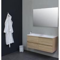 On-Line Badkamermeubelset - 120 cm - Voorgemonteerd - Acryl Wastafel - Kraangat naar Keuze - Spiegel - Eiken - thumbnail
