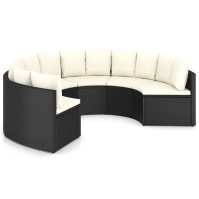 vidaXL 6-delige Loungeset met kussens poly rattan zwart vidaXL 6-delige Loungeset met kussens poly rattan zwart