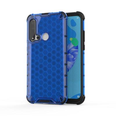 Voor Huawei Nova 5i honingraat schokbestendig PC + TPU beschermhoes (blauw)