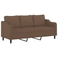 3-delige Loungeset met kussens stof bruin - thumbnail