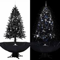 VidaXL Kerstboom sneeuwend met paraplubasis 190 cm pvc zwart - thumbnail