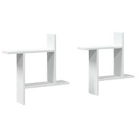 Wandschappen 2 st 50x12x50 cm bewerkt hout wit - thumbnail