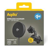 Aqiila Powerbird QC1 Wireless Charger 20 W Magnetische aansluiting Qi 2 Zwart Auto Wireless Charger - thumbnail