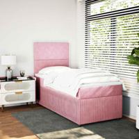 Boxspring met matras fluweel roze 90x190 cm - thumbnail