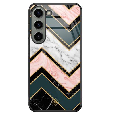 Samsung Galaxy S23 glazen hardcase - Marmer triangles