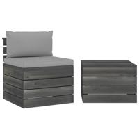 2-delige Loungeset met kussens pallet massief grenenhout - thumbnail