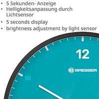 BRESSER MyTime LEDsec wandklok 24 cm met temperatuurweergave (sky blue) - thumbnail