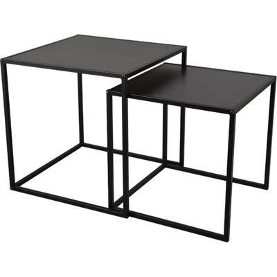 Bijzettafel Set van 2 - Zwart Metaal en MDF - Moderne Consoletafels