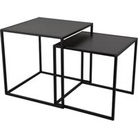 Bijzettafel Set van 2 - Zwart Metaal en MDF - Moderne Consoletafels - thumbnail