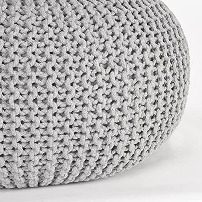 LABEL51 Poef Knitted - Lichtgrijs - Katoen - L LABEL51 Poef Knitted - Lichtgrijs - Katoen - L