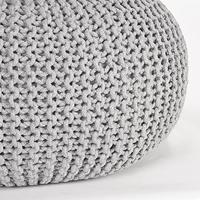 LABEL51 Poef Knitted', 70 x 35cm, kleur Lichtgrijs - thumbnail