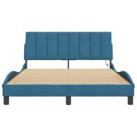 Bedframe met LED zonder matras "Hanko" fluweel blauw 140x190 cm - thumbnail