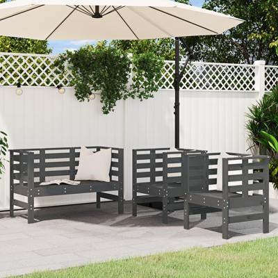 3-delige Loungeset massief grenenhout grijs 3-delige Loungeset massief grenenhout grijs