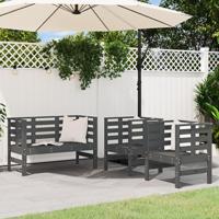 3-delige Loungeset massief grenenhout grijs - thumbnail