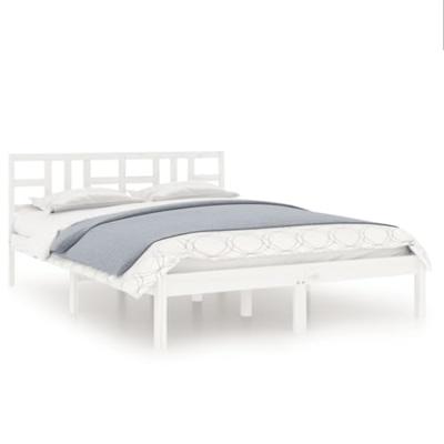 Bedframe massief hout wit 150x200 cm